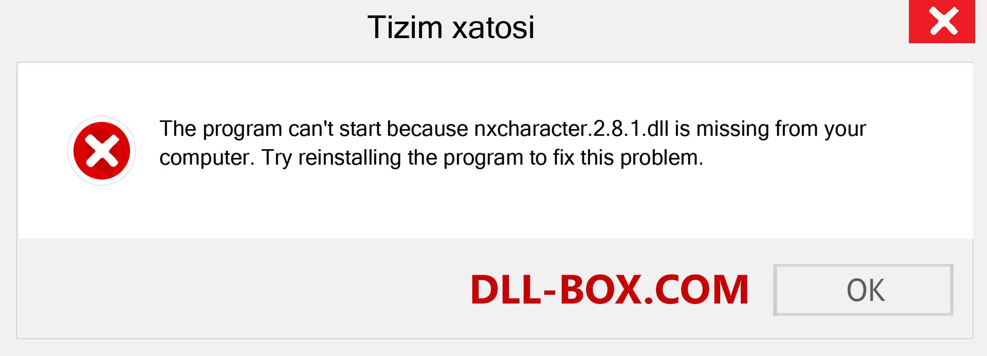 nxcharacter.2.8.1.dll fayli yo'qolganmi?. Windows 7, 8, 10 uchun yuklab olish - Windowsda nxcharacter.2.8.1 dll etishmayotgan xatoni tuzating, rasmlar, rasmlar